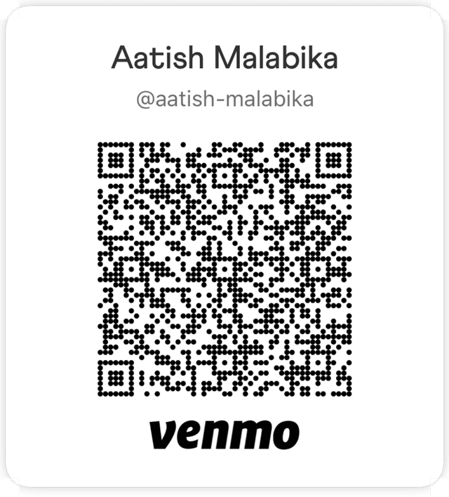 Venmo QR code for @aatish-malabika